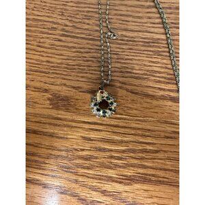 vintage Charter Club gold-tone Christmas wreath necklace rhinestone